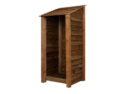 Wooden Log Store W-79cm, H-126cm or 180cm, D-88cm - Brown Finish