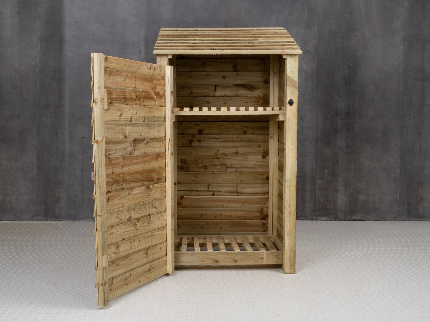 Wooden Log Store with Door and Shelf W-99cm, H-126cm Or 180cm, D-88cm