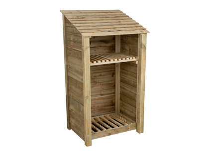Wooden Log Store with Shelf W-99cm, H-126cm Or 180cm, D-88cm