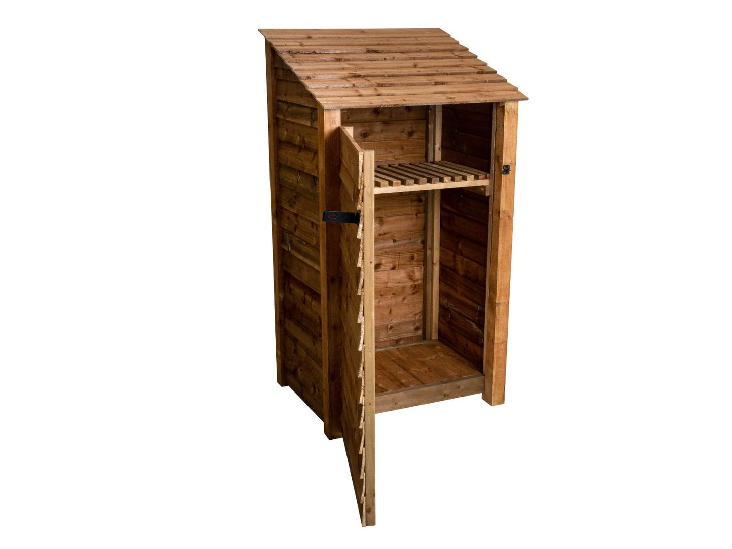 Wooden Garden Tool Storage with Shelf W-99cm, H-126cm or 180cm, D-88cm - Brown Finish
