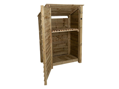 Wooden Garden Tool Storage with Shelf (Roof Sloping Back) W-119cm, H-126cm or 180cm, D-88cm