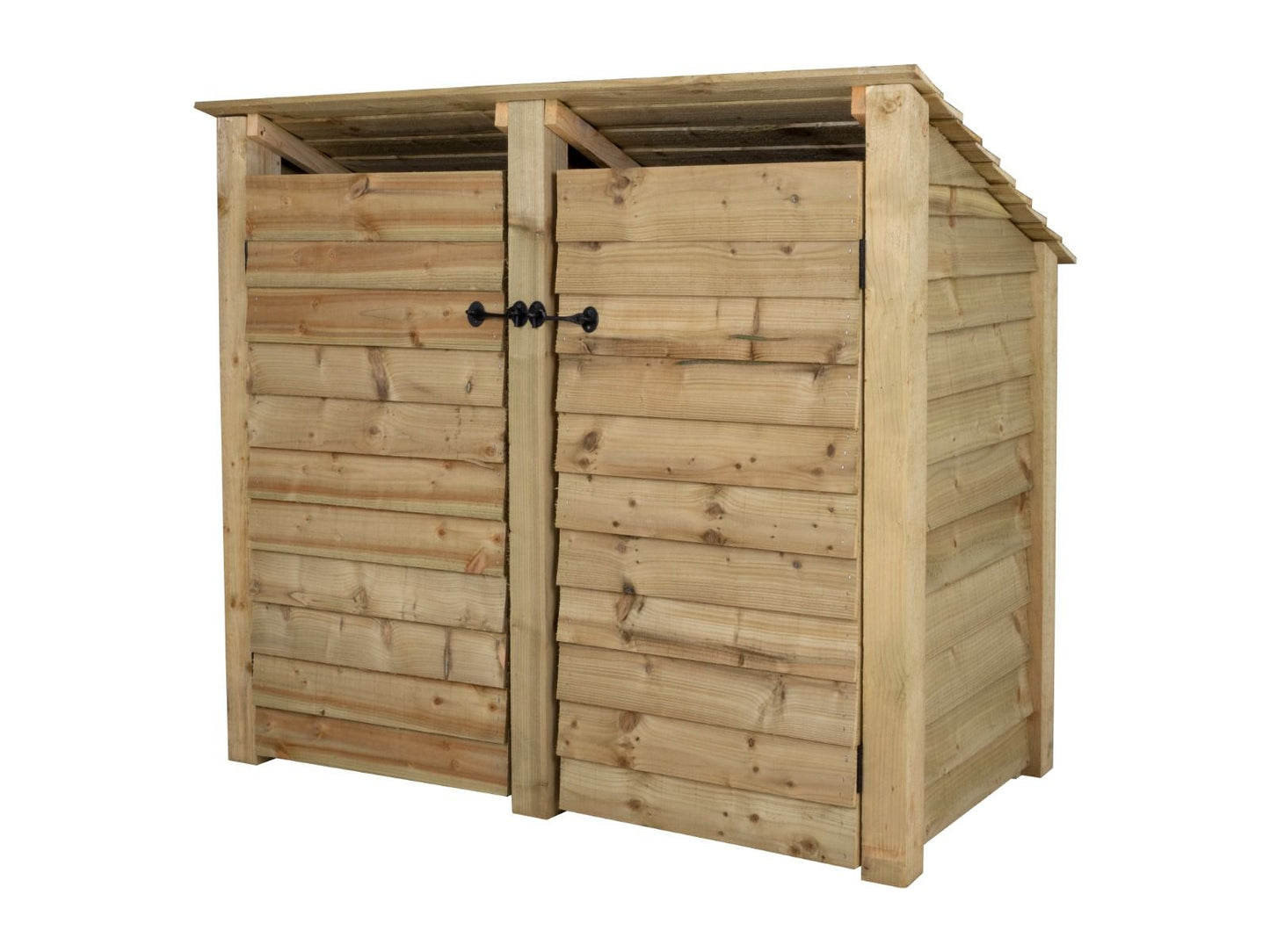 Wooden Log Store (Roof Sloping Back) with Door W-146cm, H-126cm or 180cm, D-88cm