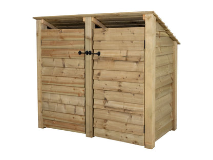 Wooden Log Store (Roof Sloping Back) with Door W-146cm, H-126cm or 180cm, D-88cm