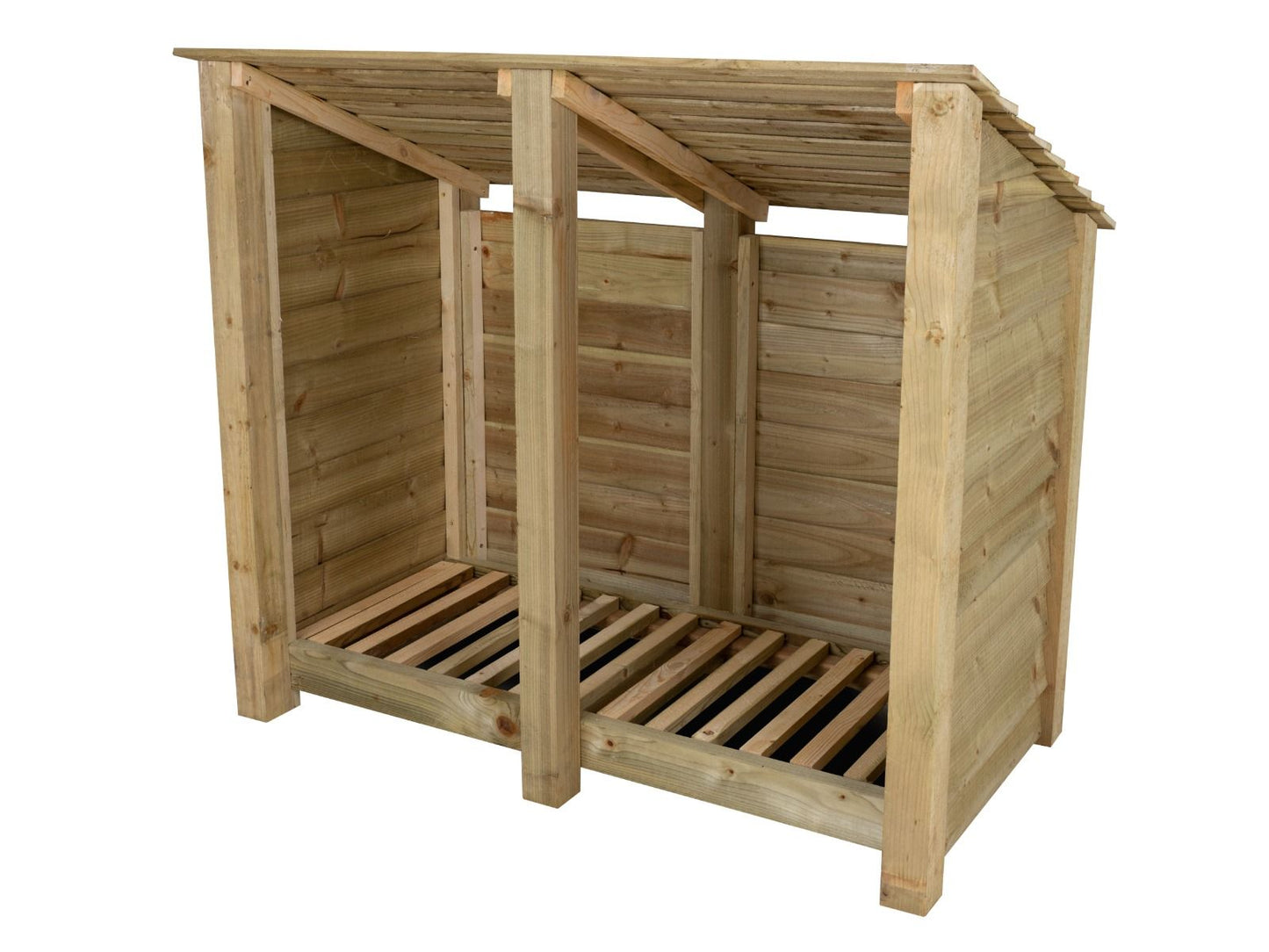 Wooden Log Store (Roof Sloping Back) W-146cm, H-126cm or 180cm, D-88cm