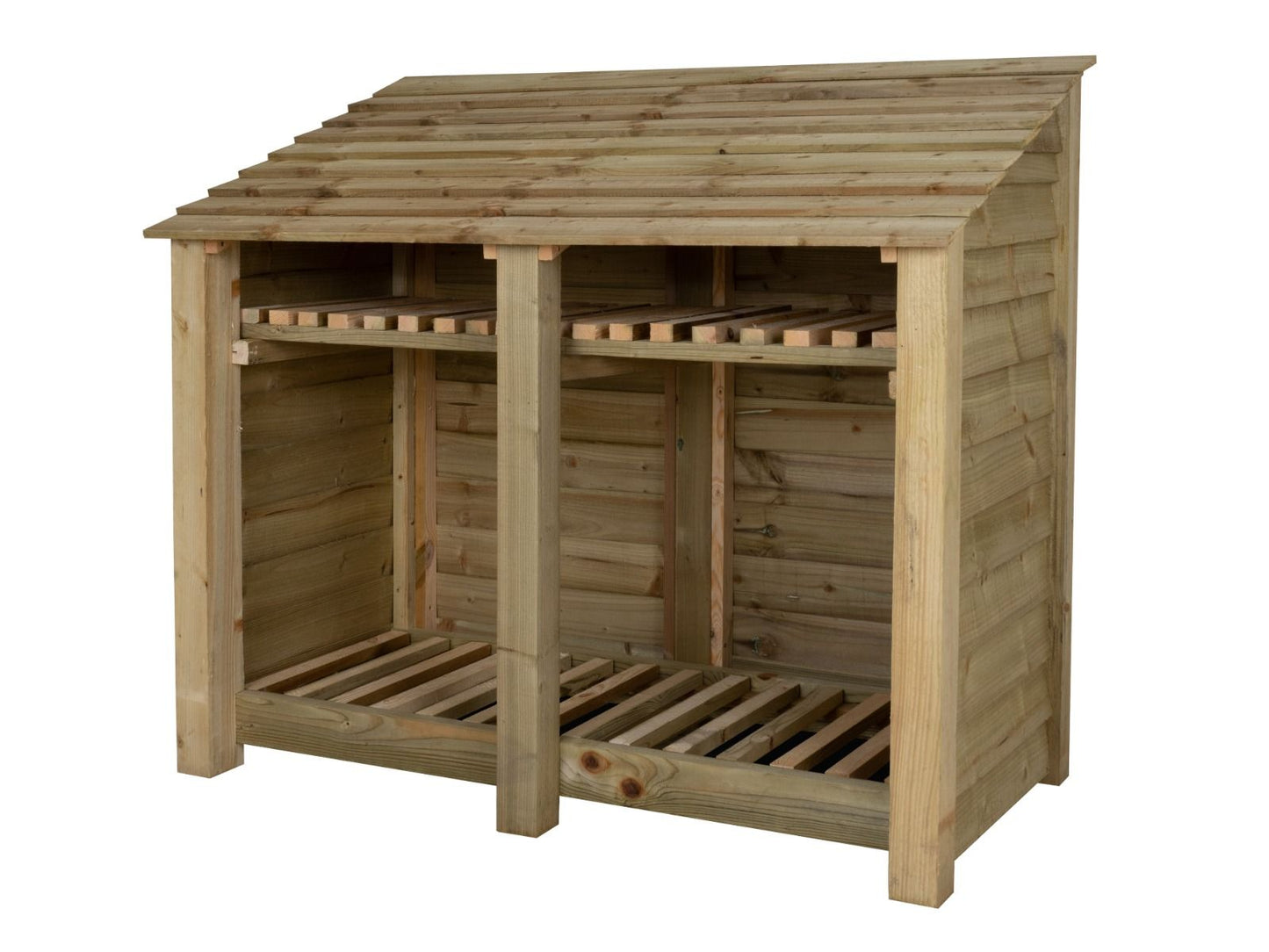 Wooden Log Store with Shelf W-146cm, H-126cm or 180cm, D-88cm