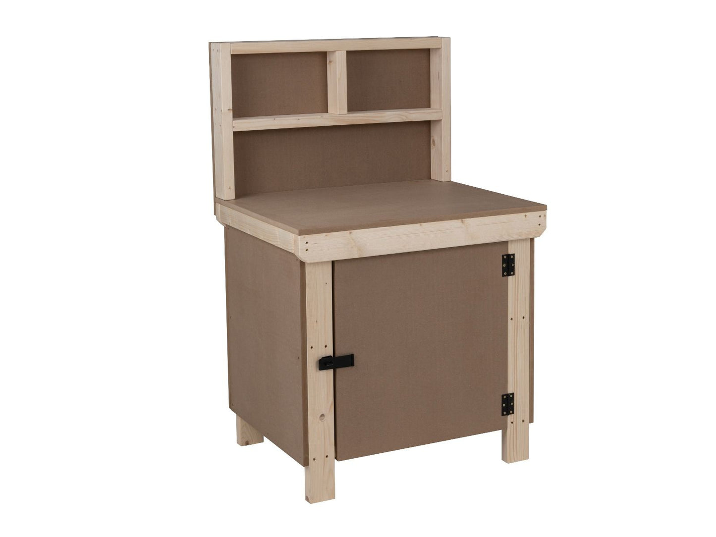 Wooden MDF Top Workbench With Lockable Cupboard (V.9) with back panel