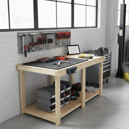 Wooden Workbench Eucalyptus Hardwood Top Depth-3ft