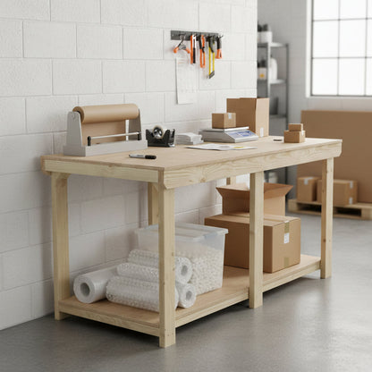 Wooden Workbench Eucalyptus Hardwood Top Depth-3ft