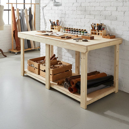 Wooden Workbench Eucalyptus Hardwood Top Depth-3ft