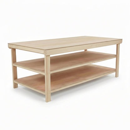 Wooden Workbench Eucalyptus Hardwood Top Depth-4ft with Double Shelf