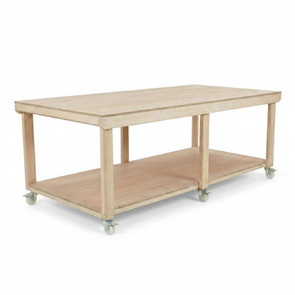 Wooden Workbench Eucalyptus Hardwood Top Depth-4ft with Wheels