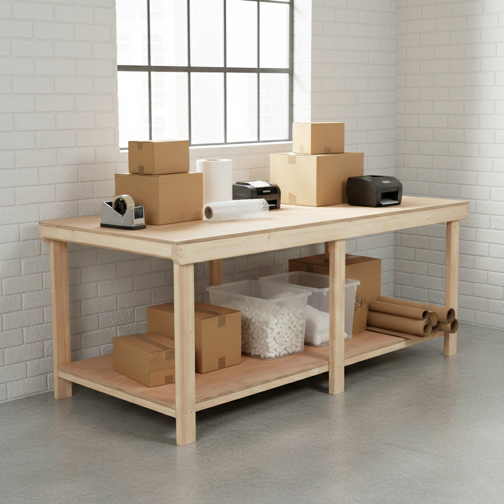 Wooden Workbench Eucalyptus Hardwood Top Depth-4ft