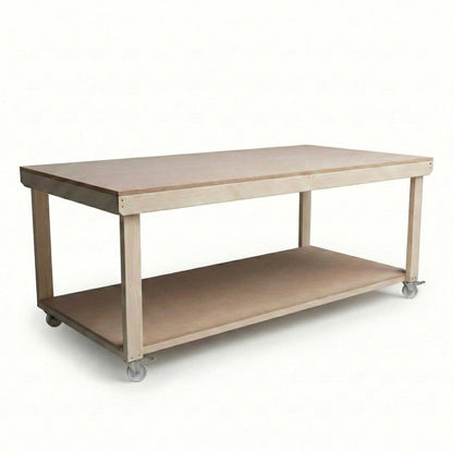 Wooden Workbench MDF Top Depth-4ft With Wheels