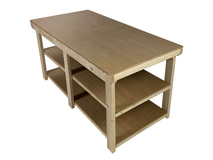 Wooden Workbench MDF Top Depth-3ft With Double Shelf