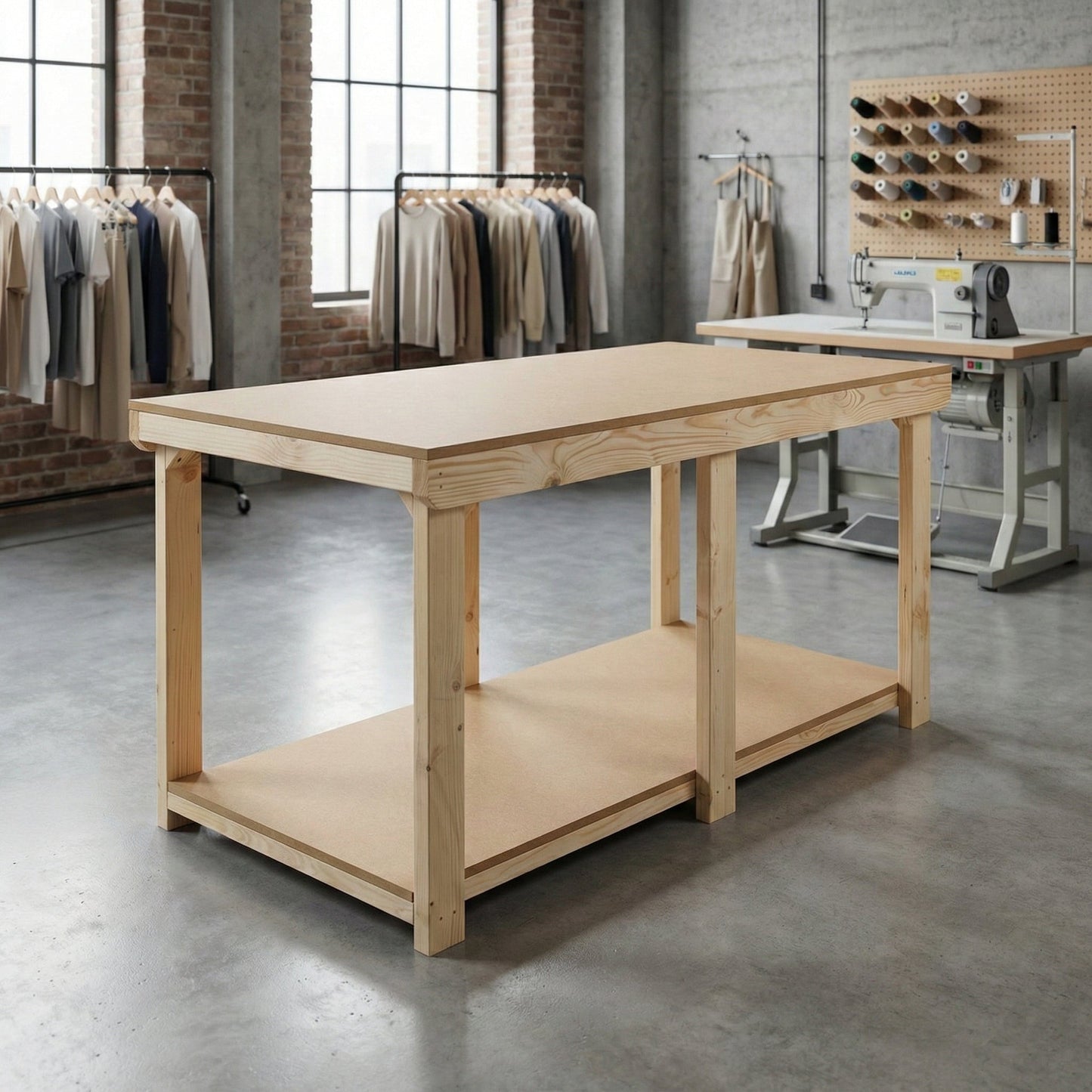 Wooden Workbench MDF Top Depth-3ft