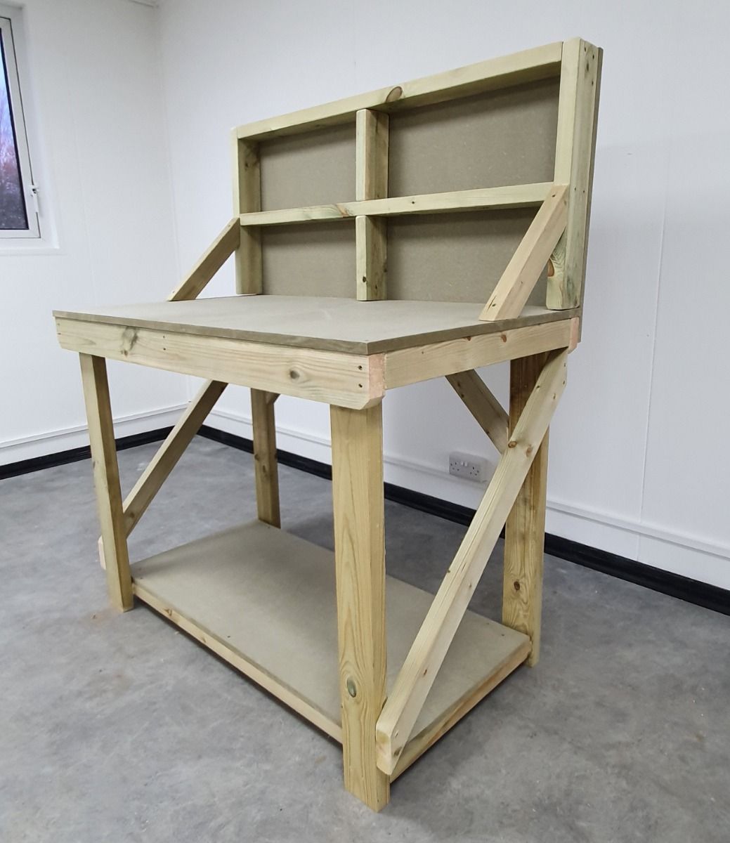 Wooden workbench 18mm uniMDF Moisture resistant top with back panel
