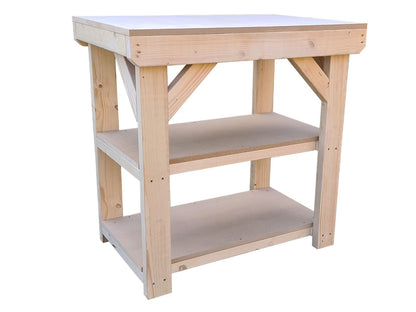 Wooden 18mm MDF Top Workbench with Double Shelf (Clearance range)