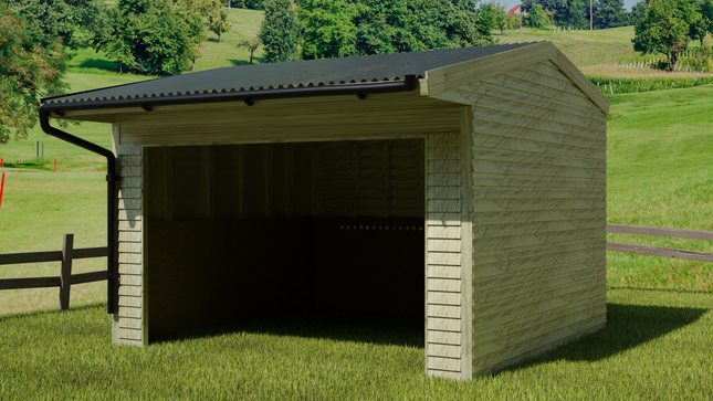 Animal Field Shelter V.6 Open Front/Apex Roof with Guttering